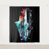 Wasserfarbene Malerei Vintag Muskelwagen Wandteppich (Vorderseite)