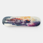 Wasserfarbene Mars auf der Skateboard (Horizontal)