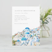 Wasserfarbene mediterrane Landschaft Hochzeit Einladung (Stehend Vorderseite)