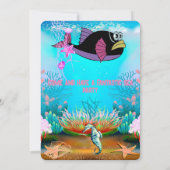 Wasserfarbene Meerestiere Einladung zur Geburtstag (Rückseite)