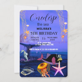 Wasserfarbene Meerestiere Einladung zur Geburtstag