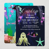 Wasserfarbene Meerestiere Einladung zur Geburtstag (Vorne/Hinten)