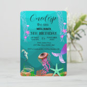 Wasserfarbene Meerestiere Einladung zur Geburtstag (Stehend Vorderseite)