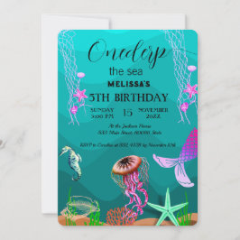 Wasserfarbene Meerestiere Einladung zur Geburtstag