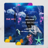 Wasserfarbene Meerestiere Einladung zur Geburtstag (Vorne/Hinten)