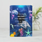 Wasserfarbene Meerestiere Einladung zur Geburtstag (Stehend Vorderseite)