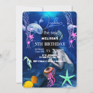 Wasserfarbene Meerestiere Einladung zur Geburtstag