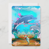 Wasserfarbene Meerestiere Einladung zur Geburtstag (Rückseite)