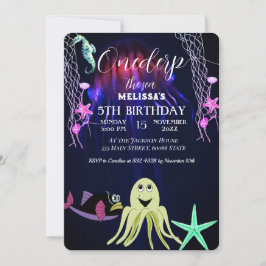 Wasserfarbene Meerestiere Einladung zur Geburtstag