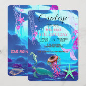 Wasserfarbene Meerestiere Einladung zur Geburtstag (Vorne/Hinten)