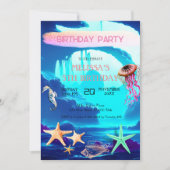 Wasserfarbene Meerestiere Einladung zur Geburtstag (Vorderseite)