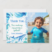 Wasserfarbene Meerestiere Whale unter dem Foto Dankeskarte (Vorderseite)