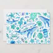 Wasserfarbene Meerestiere Whale unter dem Foto Dankeskarte (Rückseite)