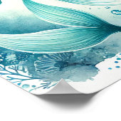 Wasserfarbene Meerjungfrau Mauer Postkarten Poster (Ecke)