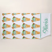 Wasserfarbene Minze Schokolade Eiscreme Personalis Strandtuch (Vorderseite)