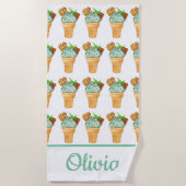 Wasserfarbene Minze Schokolade Eiscreme Personalis Strandtuch (Vorderseite)