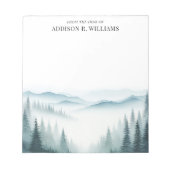 Wasserfarbene Misty Mountains vom Schreibtisch aus Notizblock (Vorderseite)