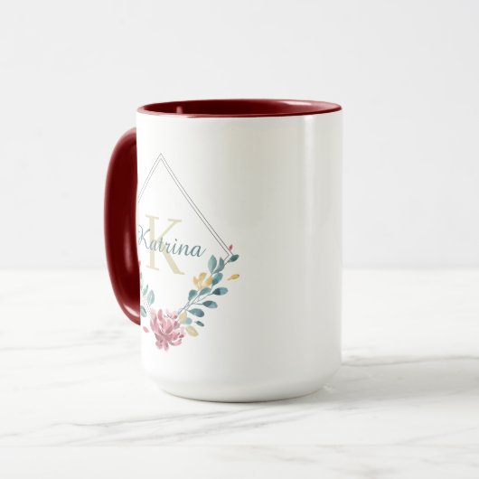 Wasserfarbene Mit Monogramm Tasse (Vorderseite Links)