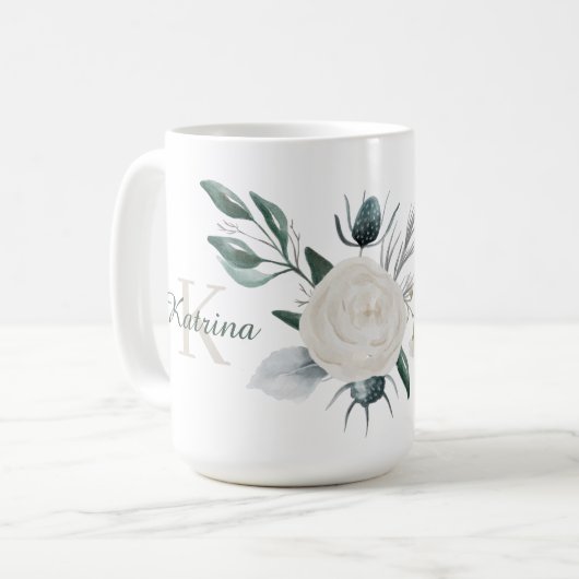 Wasserfarbene Mit Monogramm Tasse (Vorderseite Links)
