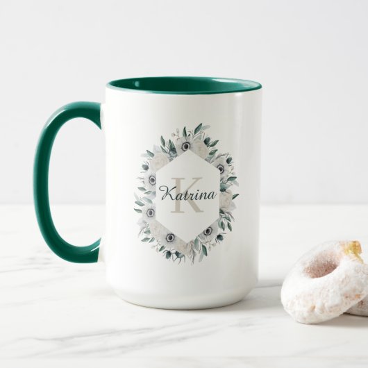 Wasserfarbene Mit Monogramm Tasse (Mit Donut)