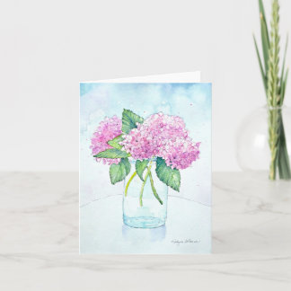 Wasserfarbene Mitteilungskarten aus rosa Hydrangea