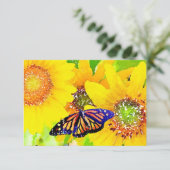 Wasserfarbene Monarchschmetterling und sonnige Son Dankeskarte (Stehend Vorderseite)