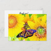 Wasserfarbene Monarchschmetterling und sonnige Son Dankeskarte (Vorne/Hinten)