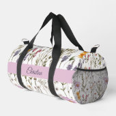 Wasserfarbene Monogramm-Name mit rosa-lila Wildblu Duffle Bag (Rechte Ecke)