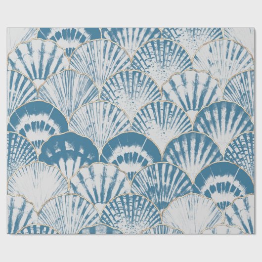 Wasserfarbene Muschel japanische Wellen nahtlos pa Geschenkpapier (Flach)