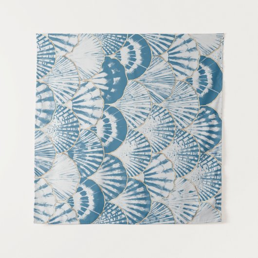 Wasserfarbene Muschel japanische Wellen nahtlos pa Wandteppich (Vorderseite (Horizontal))