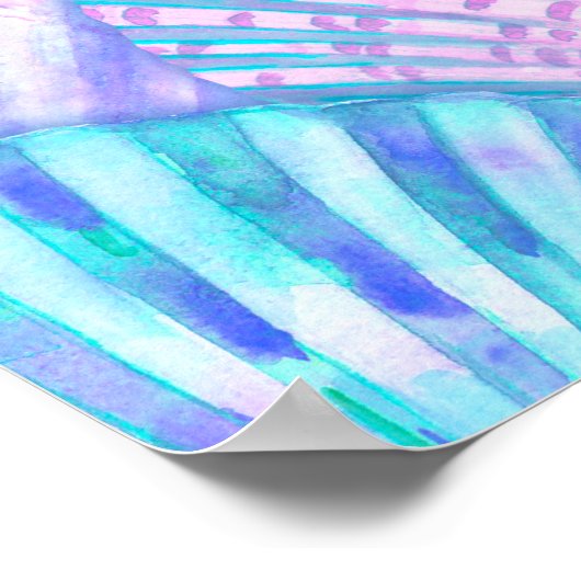 Wasserfarbene Muschel nahtlos. Handgezeichnet Poster (Ecke)