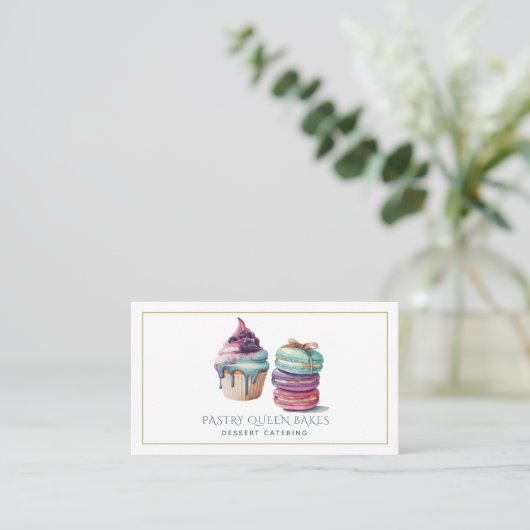 Wasserfarbene Nachspeisen Bäckerei Bäckerei Nachti Visitenkarte (Stehend Vorderseite)