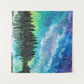 Wasserfarbene Nachtlandschaft Milchstraße Wandteppich (Vorderseite (Horizontal))