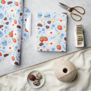 Wasserfarbene nahtlose Back- und Süßigkeiten-Muste Geschenkpapier