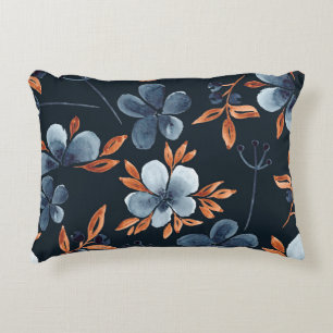 Wasserfarbene nahtlose Blumenelemente mit indigo f Dekokissen
