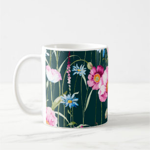 Wasserfarbene nahtlose Muster mit Klatschmohnblüte Kaffeetasse