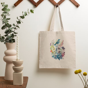 Wasserfarbene Natur Folk Kunst, Dichtung und Musik Tragetasche