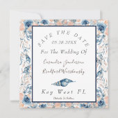 Wasserfarbene Nautic Wedding Muscheln Rose Save The Date (Vorderseite)