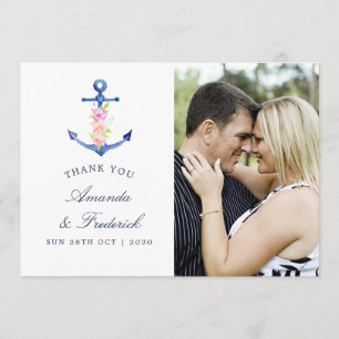 Wasserfarbene nautische Hochzeit Danke