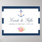 Wasserfarbene nautische Hochzeitskarten und Gesche Poster (Vorne)