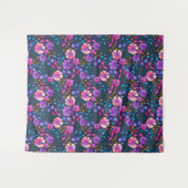 Wasserfarbene Navy-Floral-Muster-Blume Wandteppich (Vorderseite (Horizontal))