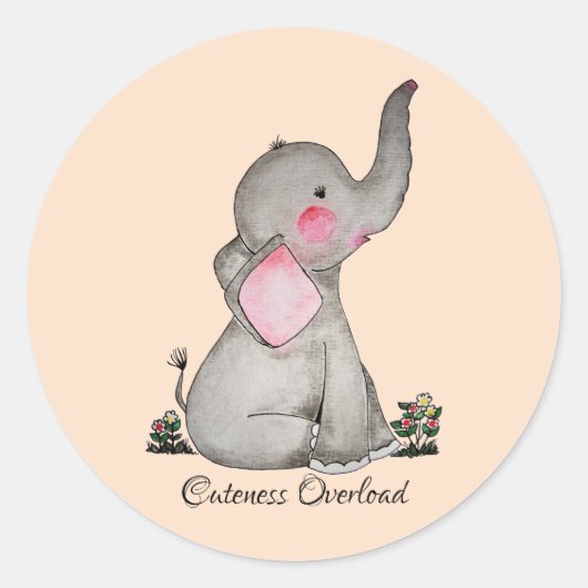 Wasserfarbene Niedliche Babynahrung mit Blush & Bl Runder Aufkleber (Vorderseite)