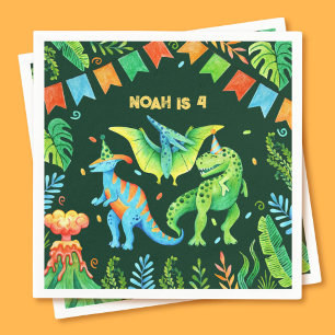 Wasserfarbene Niedliche Dinosaurier Boys Geburtsta Serviette