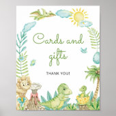 Wasserfarbene Niedliche Dinosaurierkarten und -ges Poster (Vorne)