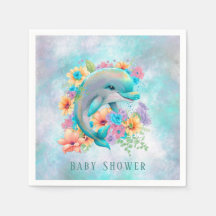 Wasserfarbene Niedliche Dolphin und Florals Babydu