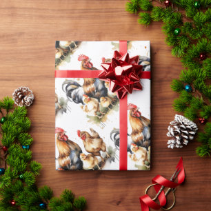 Wasserfarbene Niedliche Hühner Bird Animal Nature Geschenkpapier