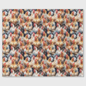 Wasserfarbene Niedliche Hühner Bird Animal Nature Geschenkpapier (Flach)