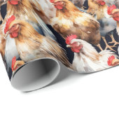 Wasserfarbene Niedliche Hühner Bird Animal Nature Geschenkpapier (Rolleneckpunkt)