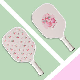 Wasserfarbene niedliche Kirschen und Bows. Pickleball Schläger