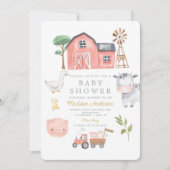 Wasserfarbene Niedliche Landtiere Barnyard Baby Sh Einladung (Vorderseite)